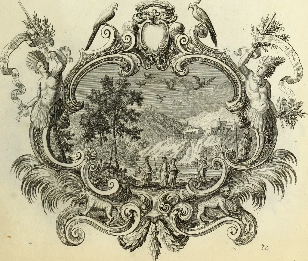 An illustration from Biblisches Engel- u. Kunst Werck : alles das jenige, was in heiliger göttlicher Schrifft Altes und Neuen Testaments von den heiligen Engels Gottes ... zu finden ist ... in zierlichen Kupffern, mit beygefüngten teutschen Erklärungs und Andachs-Reimen vorstellend, 1705, leaf 164