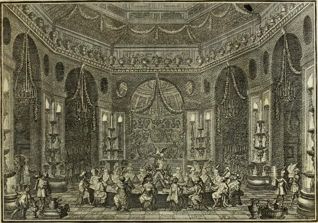 An illustration from Biblisches Engel- u. Kunst Werck : alles das jenige, was in heiliger göttlicher Schrifft Altes und Neuen Testaments von den heiligen Engels Gottes ... zu finden ist ... in zierlichen Kupffern, mit beygefüngten teutschen Erklärungs und Andachs-Reimen vorstellend, 1705, leaf 182