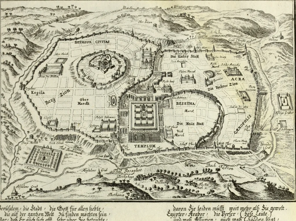 An illustration from Biblisches Engel- u. Kunst Werck : alles das jenige, was in heiliger göttlicher Schrifft Altes und Neuen Testaments von den heiligen Engels Gottes ... zu finden ist ... in zierlichen Kupffern, mit beygefüngten teutschen Erklärungs und Andachs-Reimen vorstellend, 1705, leaf 196