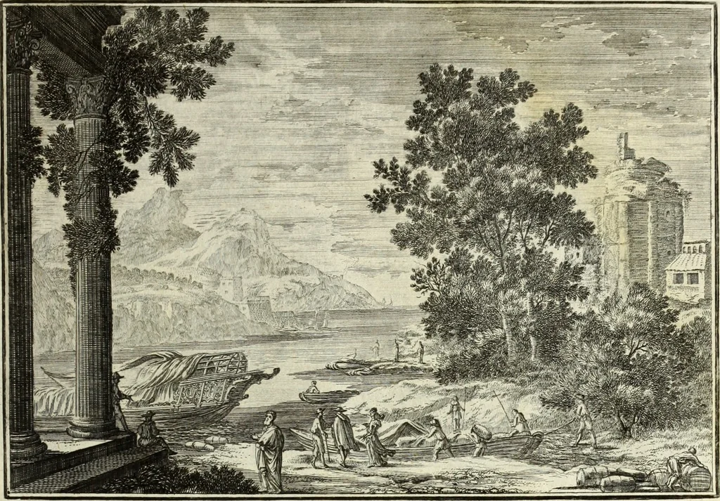 An illustration from Biblisches Engel- u. Kunst Werck : alles das jenige, was in heiliger göttlicher Schrifft Altes und Neuen Testaments von den heiligen Engels Gottes ... zu finden ist ... in zierlichen Kupffern, mit beygefüngten teutschen Erklärungs und Andachs-Reimen vorstellend, 1705, leaf 210