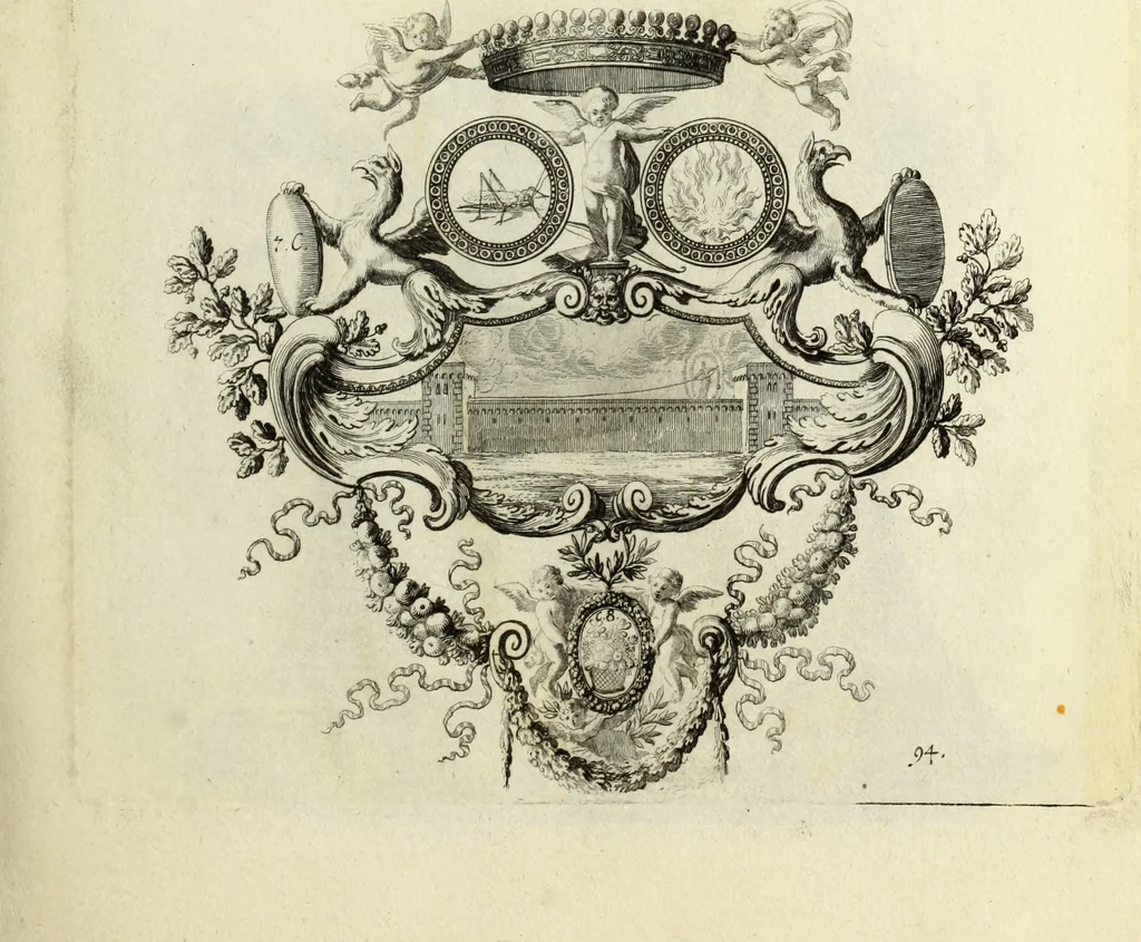 An illustration from Biblisches Engel- u. Kunst Werck : alles das jenige, was in heiliger göttlicher Schrifft Altes und Neuen Testaments von den heiligen Engels Gottes ... zu finden ist ... in zierlichen Kupffern, mit beygefüngten teutschen Erklärungs und Andachs-Reimen vorstellend, 1705, leaf 212