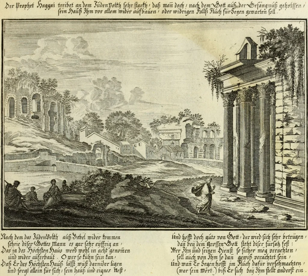 An illustration from Biblisches Engel- u. Kunst Werck : alles das jenige, was in heiliger göttlicher Schrifft Altes und Neuen Testaments von den heiligen Engels Gottes ... zu finden ist ... in zierlichen Kupffern, mit beygefüngten teutschen Erklärungs und Andachs-Reimen vorstellend, 1705, leaf 224