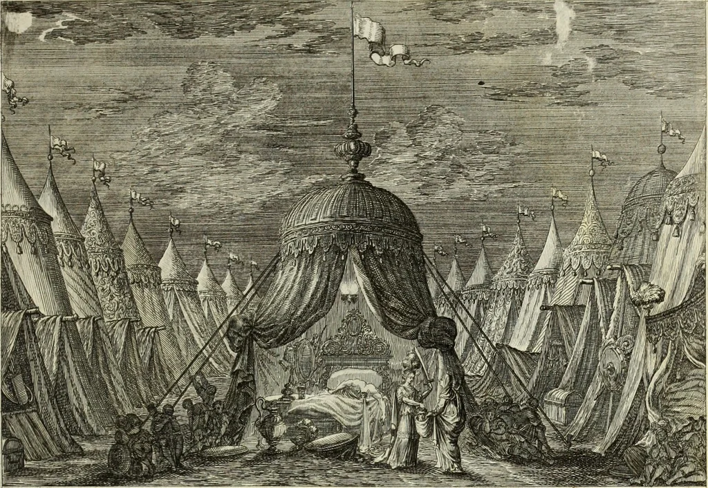 An illustration from Biblisches Engel- u. Kunst Werck : alles das jenige, was in heiliger göttlicher Schrifft Altes und Neuen Testaments von den heiligen Engels Gottes ... zu finden ist ... in zierlichen Kupffern, mit beygefüngten teutschen Erklärungs und Andachs-Reimen vorstellend, 1705, leaf 230