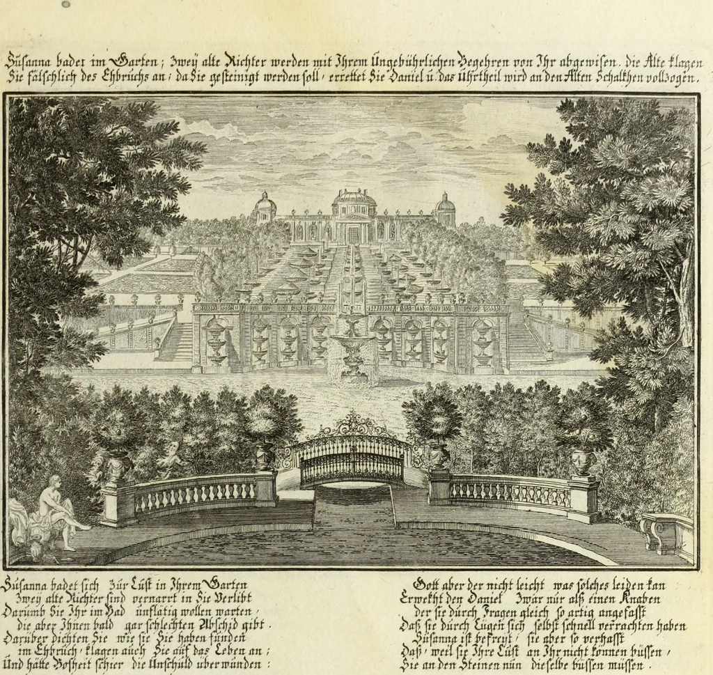 An illustration from Biblisches Engel- u. Kunst Werck : alles das jenige, was in heiliger göttlicher Schrifft Altes und Neuen Testaments von den heiligen Engels Gottes ... zu finden ist ... in zierlichen Kupffern, mit beygefüngten teutschen Erklärungs und Andachs-Reimen vorstellend, 1705, leaf 244