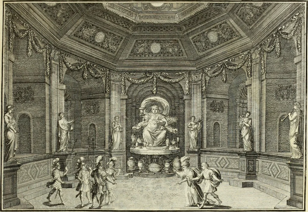 An illustration from Biblisches Engel- u. Kunst Werck : alles das jenige, was in heiliger göttlicher Schrifft Altes und Neuen Testaments von den heiligen Engels Gottes ... zu finden ist ... in zierlichen Kupffern, mit beygefüngten teutschen Erklärungs und Andachs-Reimen vorstellend, 1705, leaf 246