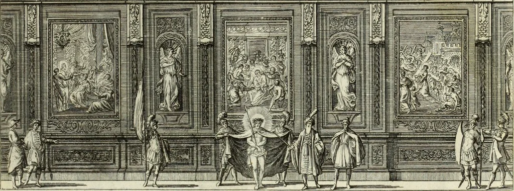 An illustration from Biblisches Engel- u. Kunst Werck : alles das jenige, was in heiliger göttlicher Schrifft Altes und Neuen Testaments von den heiligen Engels Gottes ... zu finden ist ... in zierlichen Kupffern, mit beygefüngten teutschen Erklärungs und Andachs-Reimen vorstellend, 1705, leaf 264