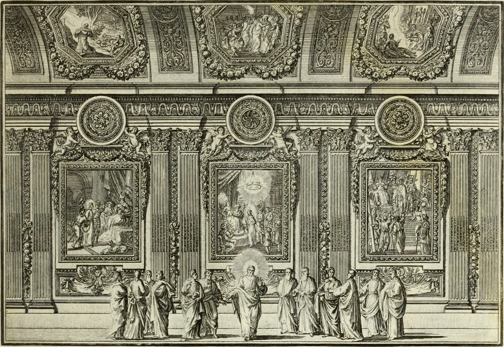 An illustration from Biblisches Engel- u. Kunst Werck : alles das jenige, was in heiliger göttlicher Schrifft Altes und Neuen Testaments von den heiligen Engels Gottes ... zu finden ist ... in zierlichen Kupffern, mit beygefüngten teutschen Erklärungs und Andachs-Reimen vorstellend, 1705, leaf 270