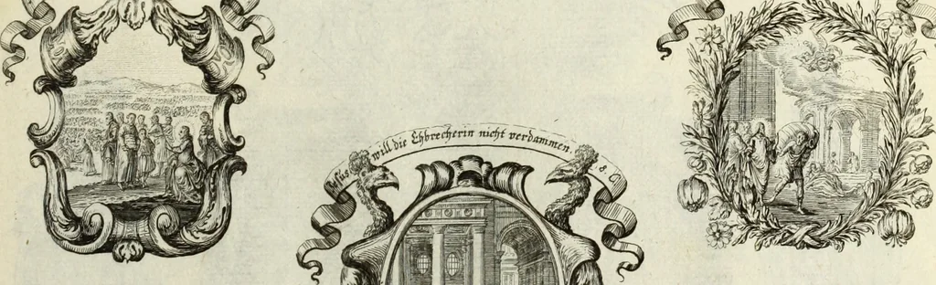 An illustration from Biblisches Engel- u. Kunst Werck : alles das jenige, was in heiliger göttlicher Schrifft Altes und Neuen Testaments von den heiligen Engels Gottes ... zu finden ist ... in zierlichen Kupffern, mit beygefüngten teutschen Erklärungs und Andachs-Reimen vorstellend, 1705, leaf 272