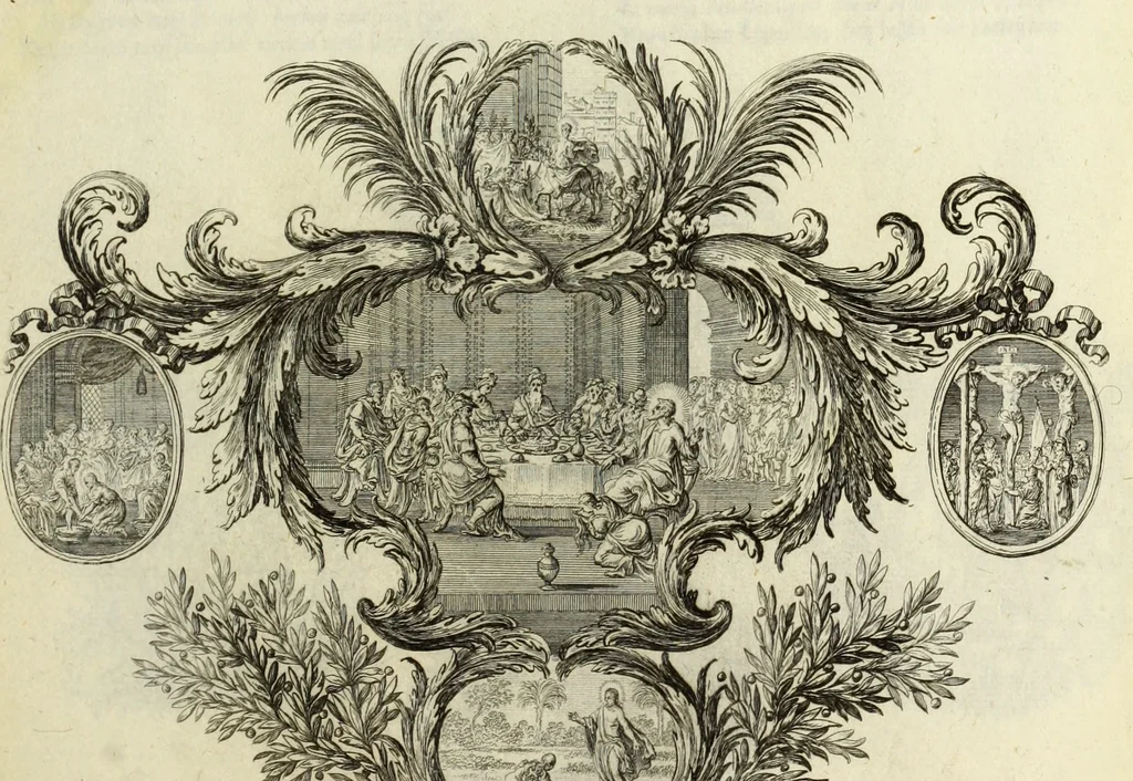 An illustration from Biblisches Engel- u. Kunst Werck : alles das jenige, was in heiliger göttlicher Schrifft Altes und Neuen Testaments von den heiligen Engels Gottes ... zu finden ist ... in zierlichen Kupffern, mit beygefüngten teutschen Erklärungs und Andachs-Reimen vorstellend, 1705, leaf 274
