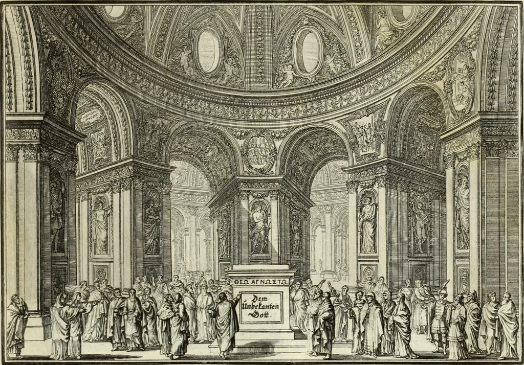 An illustration from Biblisches Engel- u. Kunst Werck : alles das jenige, was in heiliger göttlicher Schrifft Altes und Neuen Testaments von den heiligen Engels Gottes ... zu finden ist ... in zierlichen Kupffern, mit beygefüngten teutschen Erklärungs und Andachs-Reimen vorstellend, 1705, leaf 282