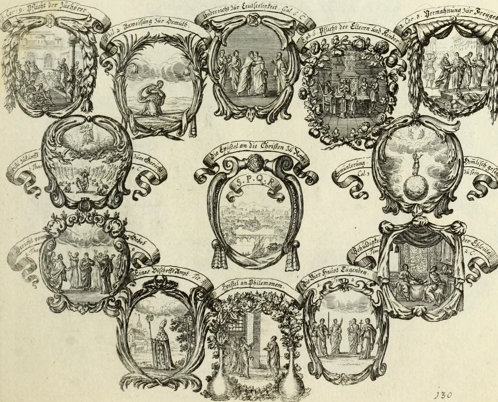An illustration from Biblisches Engel- u. Kunst Werck : alles das jenige, was in heiliger göttlicher Schrifft Altes und Neuen Testaments von den heiligen Engels Gottes ... zu finden ist ... in zierlichen Kupffern, mit beygefüngten teutschen Erklärungs und Andachs-Reimen vorstellend, 1705, leaf 286