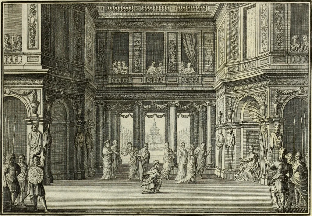 An illustration from Biblisches Engel- u. Kunst Werck : alles das jenige, was in heiliger göttlicher Schrifft Altes und Neuen Testaments von den heiligen Engels Gottes ... zu finden ist ... in zierlichen Kupffern, mit beygefüngten teutschen Erklärungs und Andachs-Reimen vorstellend, 1705, leaf 32