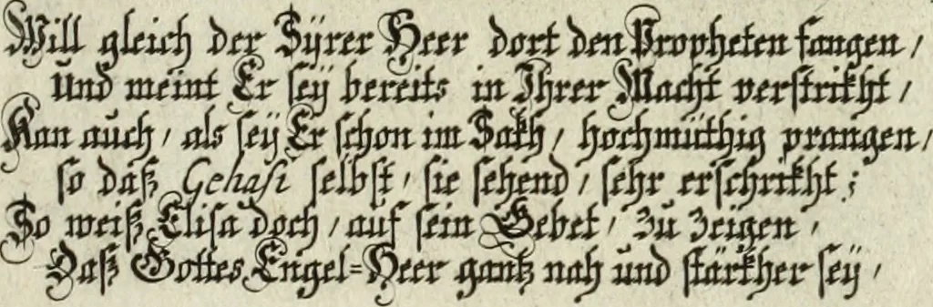 An illustration from Biblisches Engel- u. Kunst Werck : alles das jenige, was in heiliger göttlicher Schrifft Altes und Neuen Testaments von den heiligen Engels Gottes ... zu finden ist ... in zierlichen Kupffern, mit beygefüngten teutschen Erklärungs und Andachs-Reimen vorstellend, 1705, leaf 328