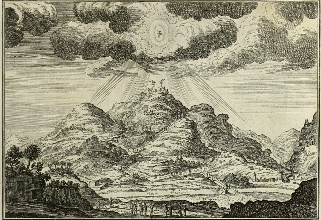 An illustration from Biblisches Engel- u. Kunst Werck : alles das jenige, was in heiliger göttlicher Schrifft Altes und Neuen Testaments von den heiligen Engels Gottes ... zu finden ist ... in zierlichen Kupffern, mit beygefüngten teutschen Erklärungs und Andachs-Reimen vorstellend, 1705, leaf 350