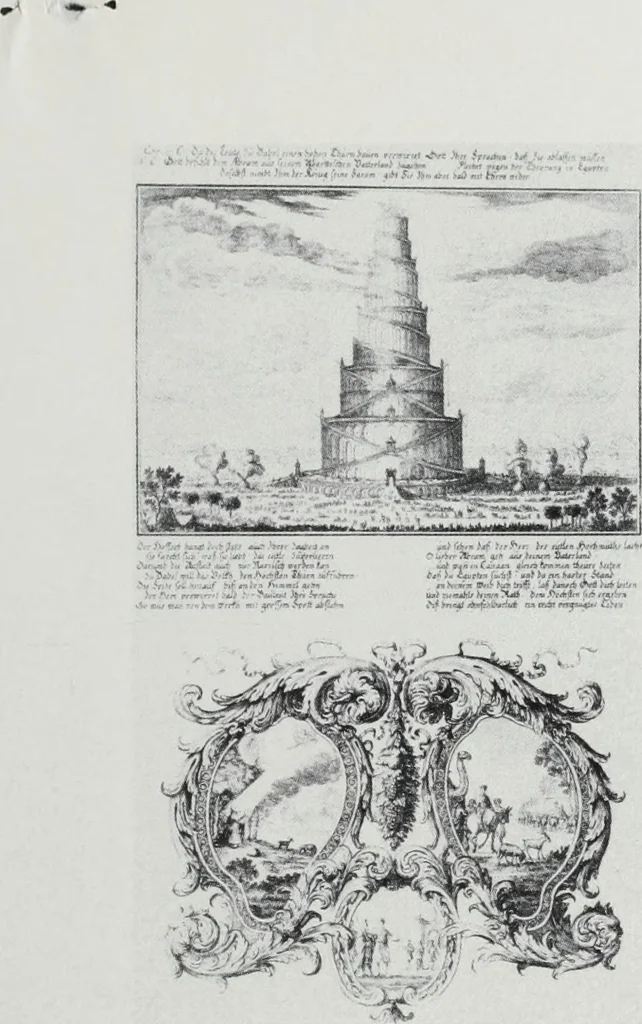 An illustration from Biblisches Engel- u. Kunst Werck : alles das jenige, was in heiliger göttlicher Schrifft Altes und Neuen Testaments von den heiligen Engels Gottes ... zu finden ist ... in zierlichen Kupffern, mit beygefüngten teutschen Erklärungs und Andachs-Reimen vorstellend, 1705, leaf 364