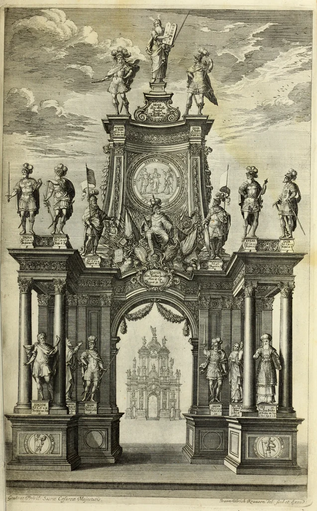 An illustration from Biblisches Engel- u. Kunst Werck : alles das jenige, was in heiliger göttlicher Schrifft Altes und Neuen Testaments von den heiligen Engels Gottes ... zu finden ist ... in zierlichen Kupffern, mit beygefüngten teutschen Erklärungs und Andachs-Reimen vorstellend, 1705, leaf 58