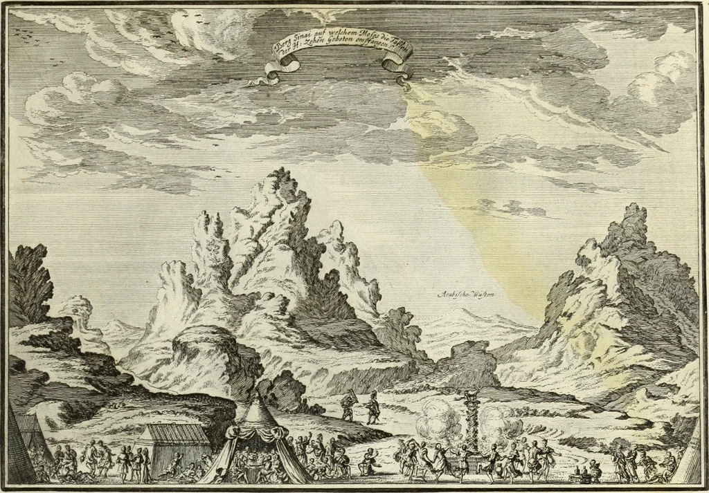 An illustration from Biblisches Engel- u. Kunst Werck : alles das jenige, was in heiliger göttlicher Schrifft Altes und Neuen Testaments von den heiligen Engels Gottes ... zu finden ist ... in zierlichen Kupffern, mit beygefüngten teutschen Erklärungs und Andachs-Reimen vorstellend, 1705, leaf 78