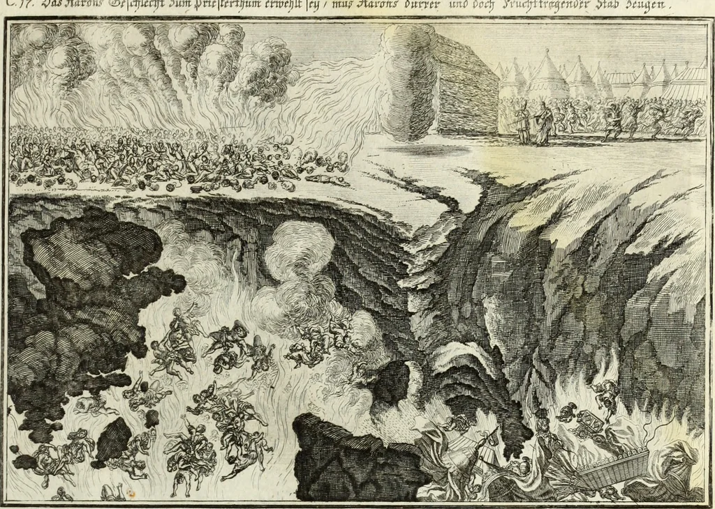 An illustration from Biblisches Engel- u. Kunst Werck : alles das jenige, was in heiliger göttlicher Schrifft Altes und Neuen Testaments von den heiligen Engels Gottes ... zu finden ist ... in zierlichen Kupffern, mit beygefüngten teutschen Erklärungs und Andachs-Reimen vorstellend, 1705, leaf 82