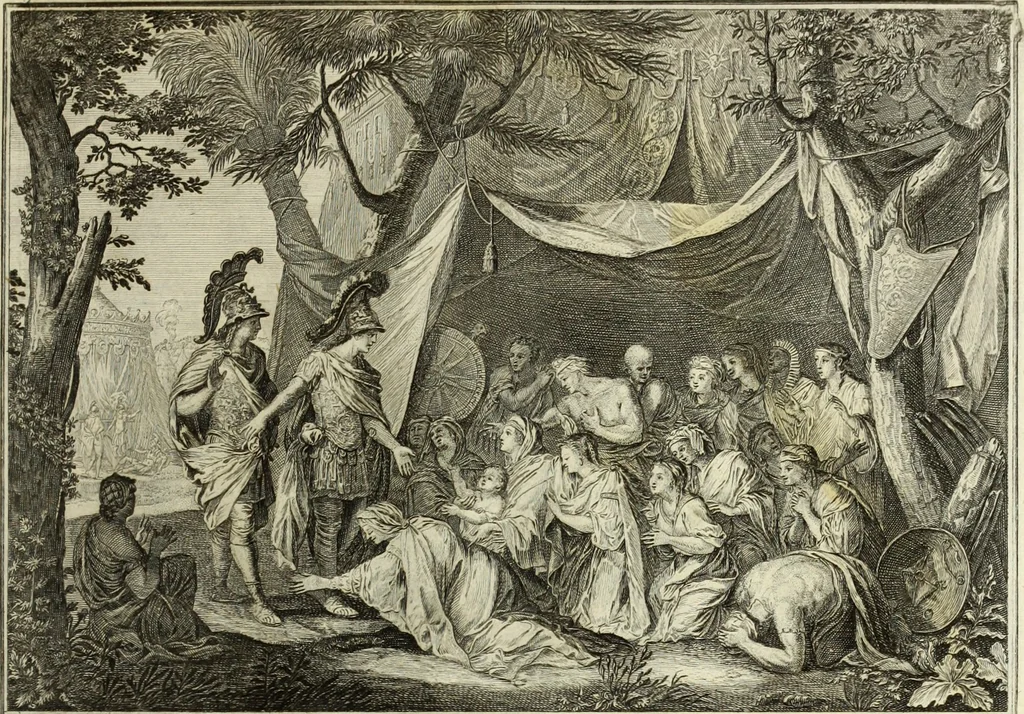 An illustration from Biblisches Engel- u. Kunst Werck : alles das jenige, was in heiliger göttlicher Schrifft Altes und Neuen Testaments von den heiligen Engels Gottes ... zu finden ist ... in zierlichen Kupffern, mit beygefüngten teutschen Erklärungs und Andachs-Reimen vorstellend, 1705, leaf 86