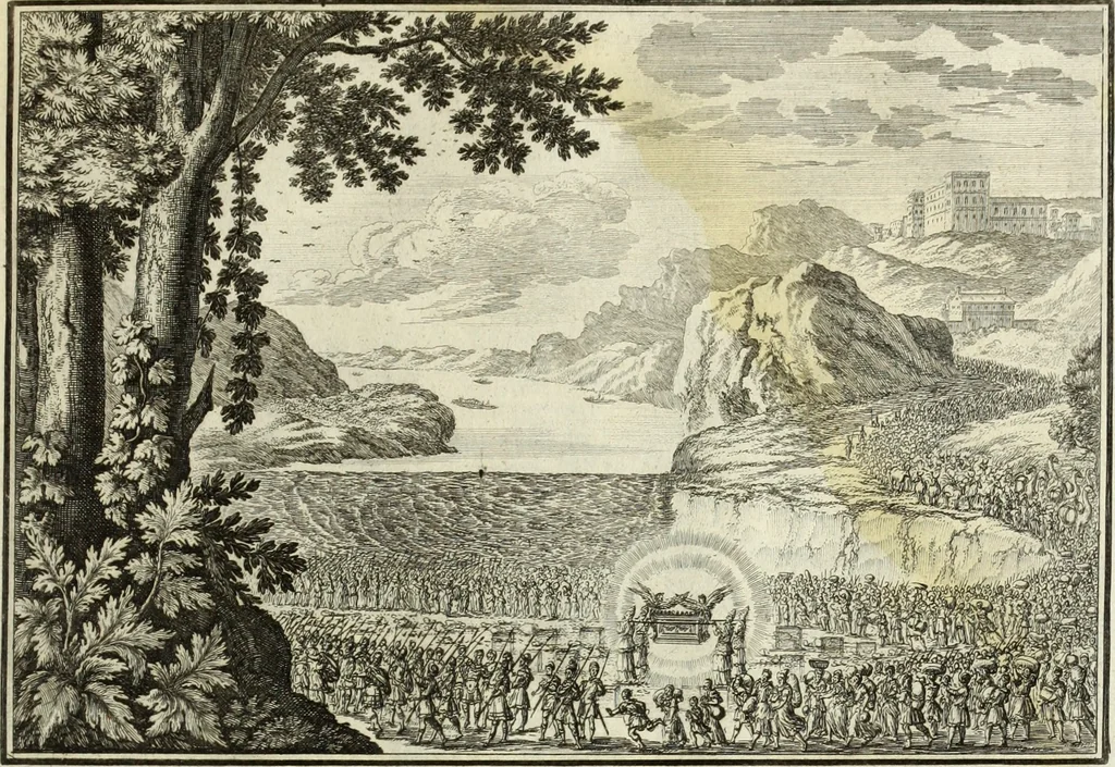 An illustration from Biblisches Engel- u. Kunst Werck : alles das jenige, was in heiliger göttlicher Schrifft Altes und Neuen Testaments von den heiligen Engels Gottes ... zu finden ist ... in zierlichen Kupffern, mit beygefüngten teutschen Erklärungs und Andachs-Reimen vorstellend, 1705, leaf 90