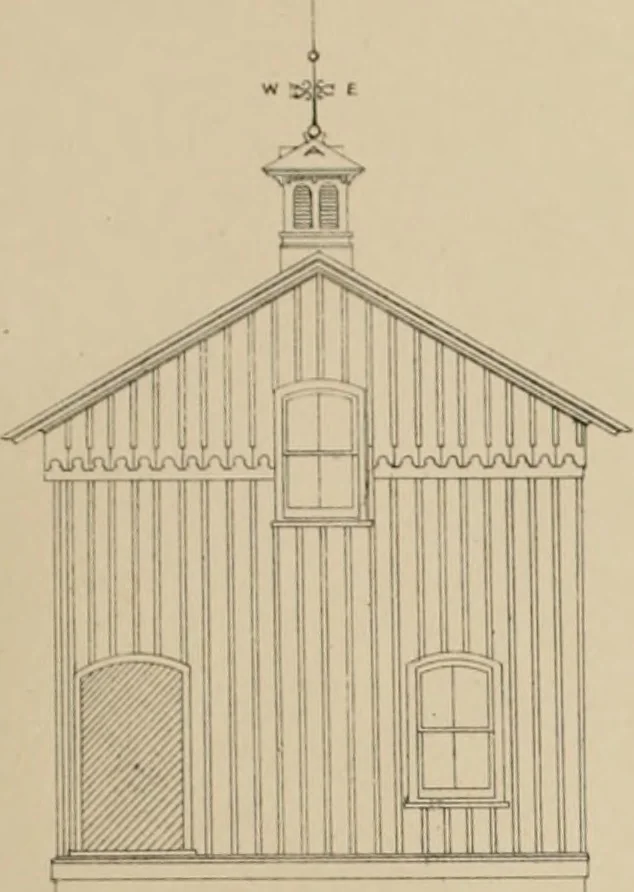 An illustration from Bicknell's village builder. Elevations and plans for cottages, villas, suburban residences, farm houses [etc.] also exterior and interior details for public and private buildings, with approved forms of contracts and specifications. Containing fifty-five plates drawn to scale, 1872, leaf 186