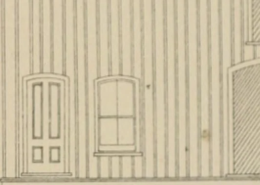 An illustration from Bicknell's village builder. Elevations and plans for cottages, villas, suburban residences, farm houses [etc.] also exterior and interior details for public and private buildings, with approved forms of contracts and specifications. Containing fifty-five plates drawn to scale, 1872, leaf 186