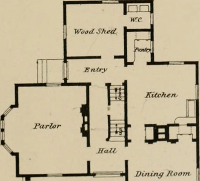 An illustration from Bicknell's village builder. Elevations and plans for cottages, villas, suburban residences, farm houses [etc.] also exterior and interior details for public and private buildings, with approved forms of contracts and specifications. Containing fifty-five plates drawn to scale, 1872, leaf 188