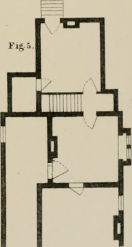 An illustration from Bicknell's village builder. Elevations and plans for cottages, villas, suburban residences, farm houses [etc.] also exterior and interior details for public and private buildings, with approved forms of contracts and specifications. Containing fifty-five plates drawn to scale, 1872, leaf 62