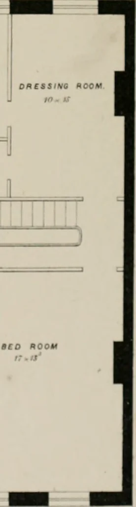 An illustration from Bicknell's village builder. Elevations and plans for cottages, villas, suburban residences, farm houses [etc.] also exterior and interior details for public and private buildings, with approved forms of contracts and specifications. Containing fifty-five plates drawn to scale, 1872, leaf 94