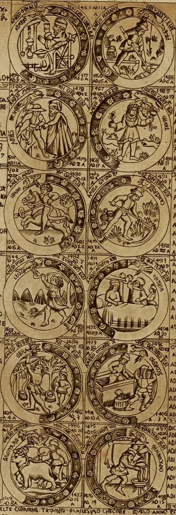 An illustration from A biographical dictionary : containing an historical account of all the engravers, from the earliest period of the art of engraving to the present time : and a short list of their most esteemed works : with the cyphers, monograms, and particular marks, used by each master, accurately copied from the originals, and properly explained : to which is prefixed, an essay on the rise and progress of the art of engraving, both on copper and on wood : with several curious specimens of the performances of the most ancient artists, 1785, leaf 41