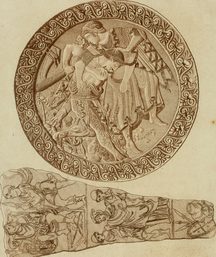 An illustration from A biographical dictionary : containing an historical account of all the engravers, from the earliest period of the art of engraving to the present time : and a short list of their most esteemed works : with the cyphers, monograms, and particular marks, used by each master, accurately copied from the originals, and properly explained : to which is prefixed, an essay on the rise and progress of the art of engraving, both on copper and on wood : with several curious specimens of the performances of the most ancient artists, 1785, leaf 5