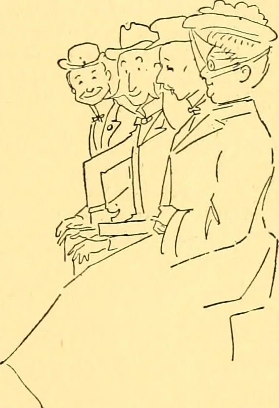 An illustration from Bird Center cartoons, a chronicle of social happenings at Bird Center, Illinois; pictures and text, 1904, leaf 100