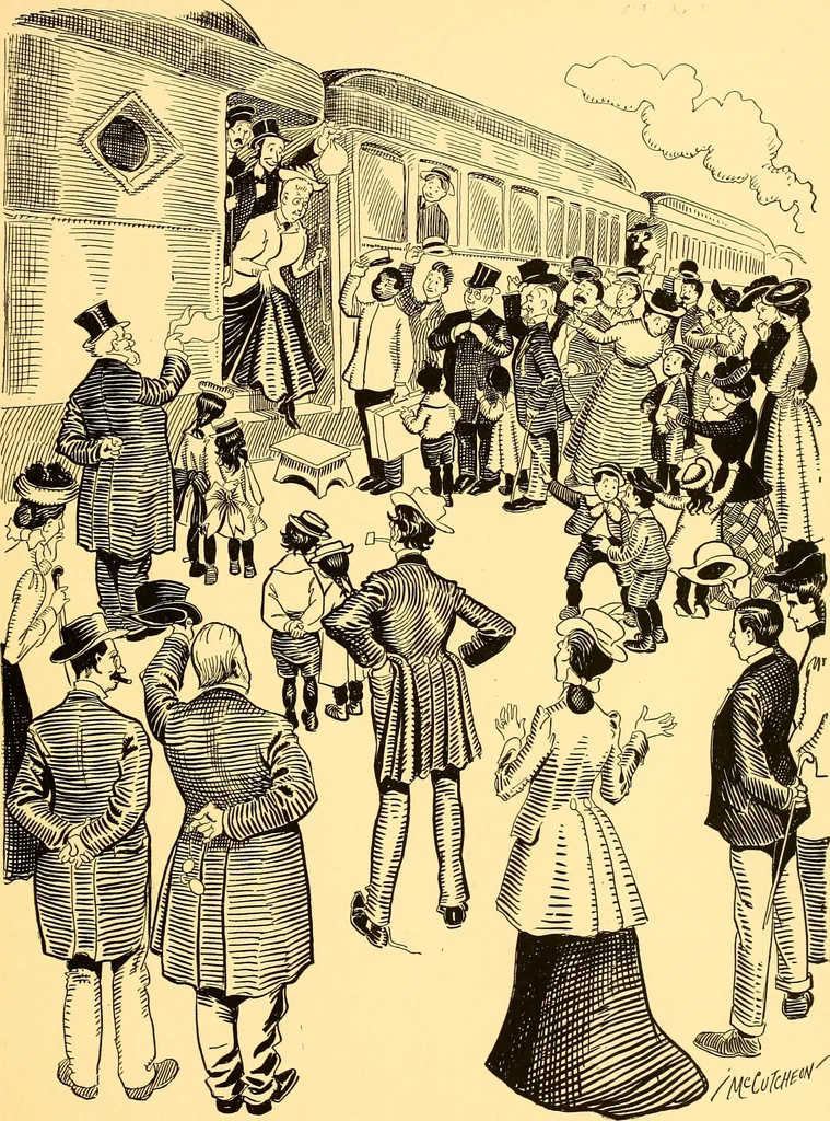 An illustration from Bird Center cartoons, a chronicle of social happenings at Bird Center, Illinois; pictures and text, 1904, leaf 102