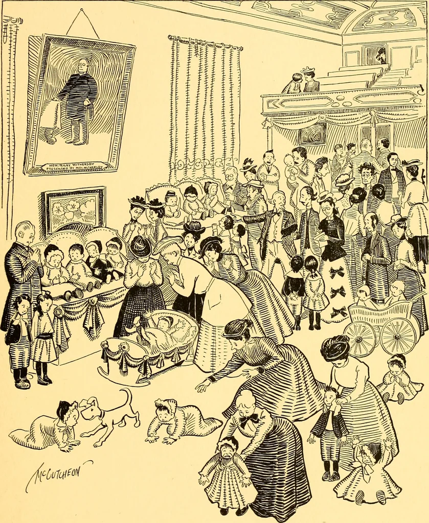 An illustration from Bird Center cartoons, a chronicle of social happenings at Bird Center, Illinois; pictures and text, 1904, leaf 108