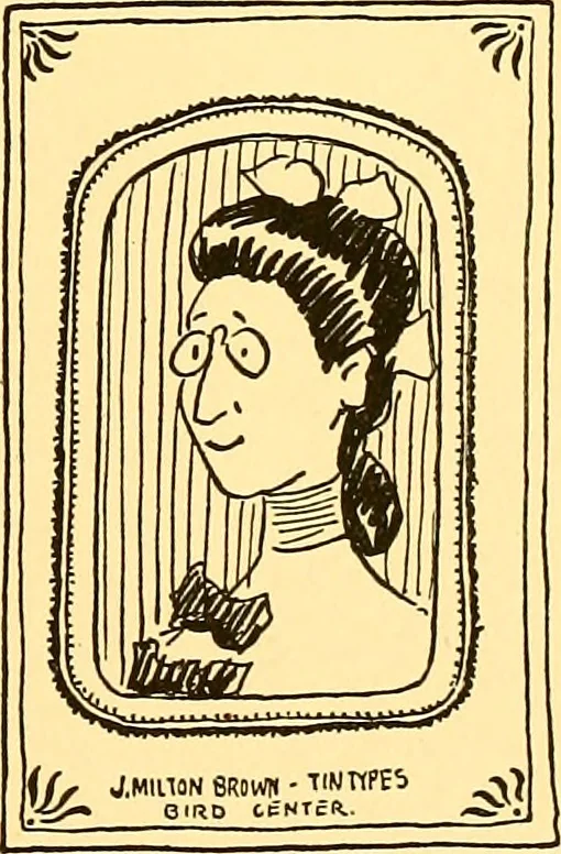 An illustration from Bird Center cartoons, a chronicle of social happenings at Bird Center, Illinois; pictures and text, 1904, leaf 110
