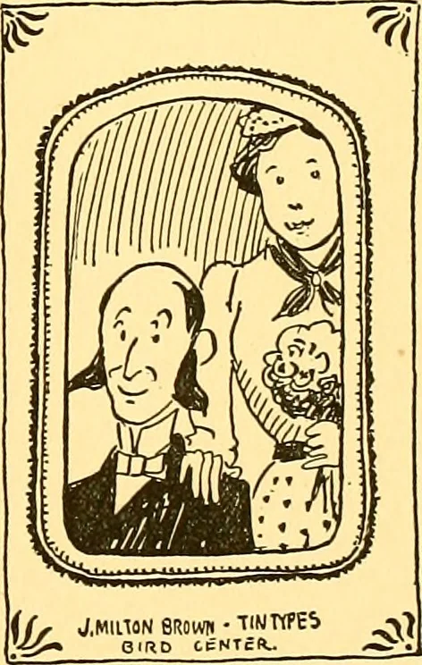 An illustration from Bird Center cartoons, a chronicle of social happenings at Bird Center, Illinois; pictures and text, 1904, leaf 122