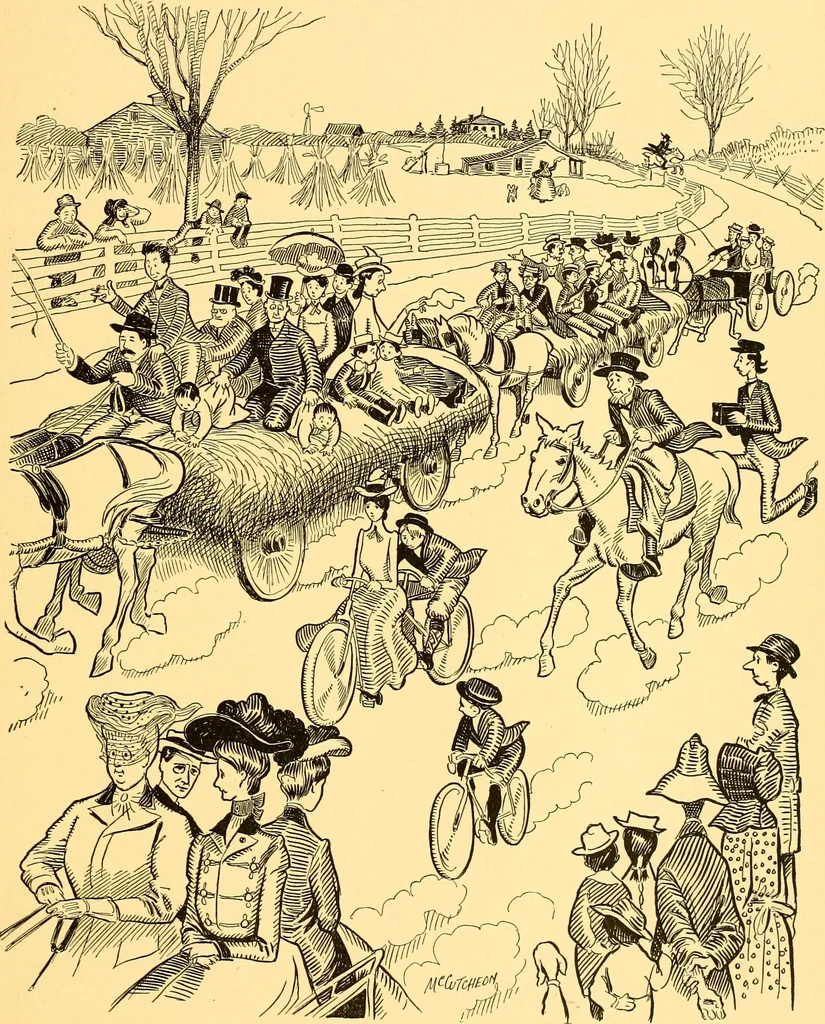An illustration from Bird Center cartoons, a chronicle of social happenings at Bird Center, Illinois; pictures and text, 1904, leaf 126