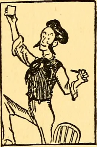 An illustration from Bird Center cartoons, a chronicle of social happenings at Bird Center, Illinois; pictures and text, 1904, leaf 130