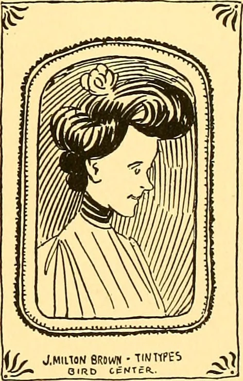 An illustration from Bird Center cartoons, a chronicle of social happenings at Bird Center, Illinois; pictures and text, 1904, leaf 134