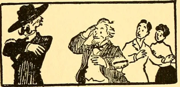 An illustration from Bird Center cartoons, a chronicle of social happenings at Bird Center, Illinois; pictures and text, 1904, leaf 136