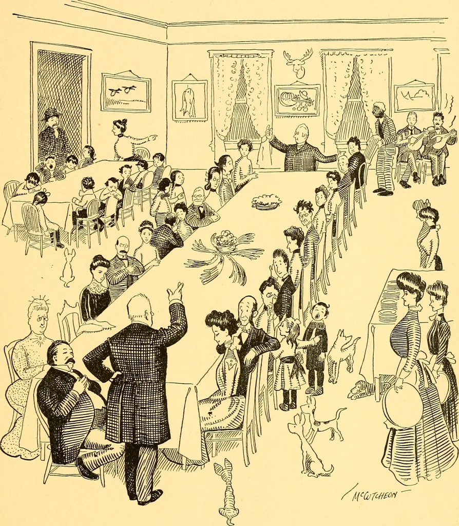 An illustration from Bird Center cartoons, a chronicle of social happenings at Bird Center, Illinois; pictures and text, 1904, leaf 150