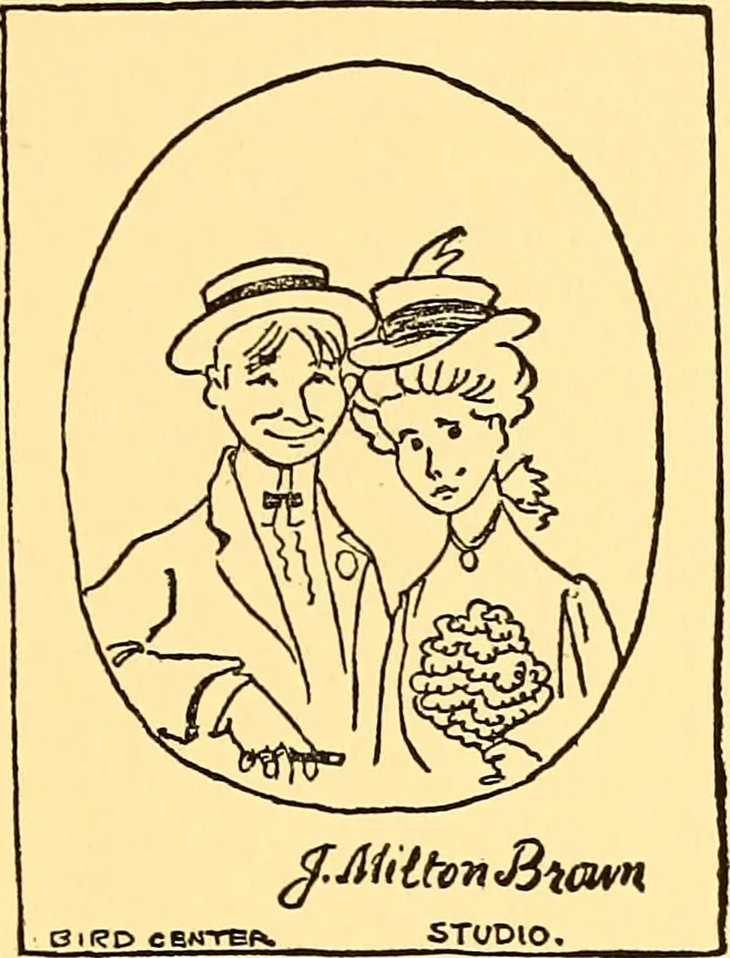 An illustration from Bird Center cartoons, a chronicle of social happenings at Bird Center, Illinois; pictures and text, 1904, leaf 154