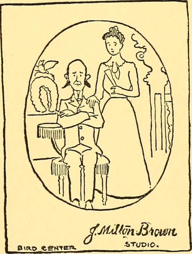 An illustration from Bird Center cartoons, a chronicle of social happenings at Bird Center, Illinois; pictures and text, 1904, leaf 154