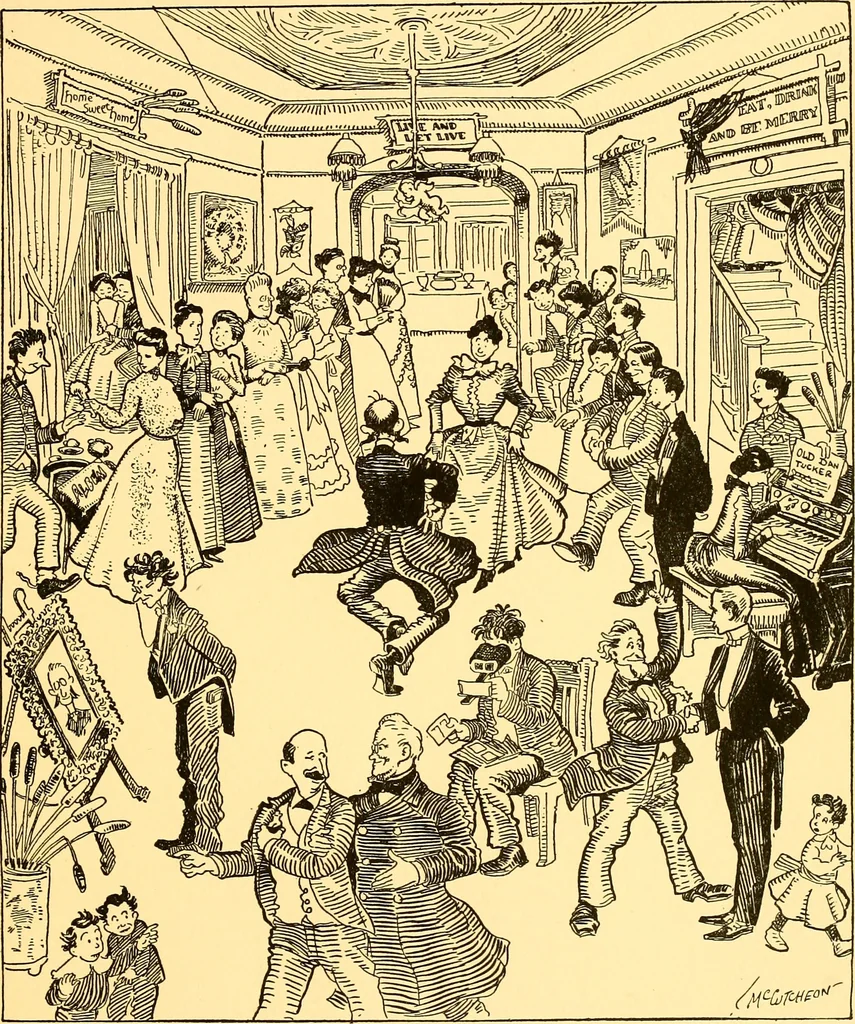 An illustration from Bird Center cartoons, a chronicle of social happenings at Bird Center, Illinois; pictures and text, 1904, leaf 156