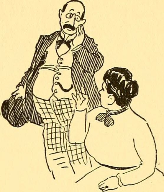 An illustration from Bird Center cartoons, a chronicle of social happenings at Bird Center, Illinois; pictures and text, 1904, leaf 16