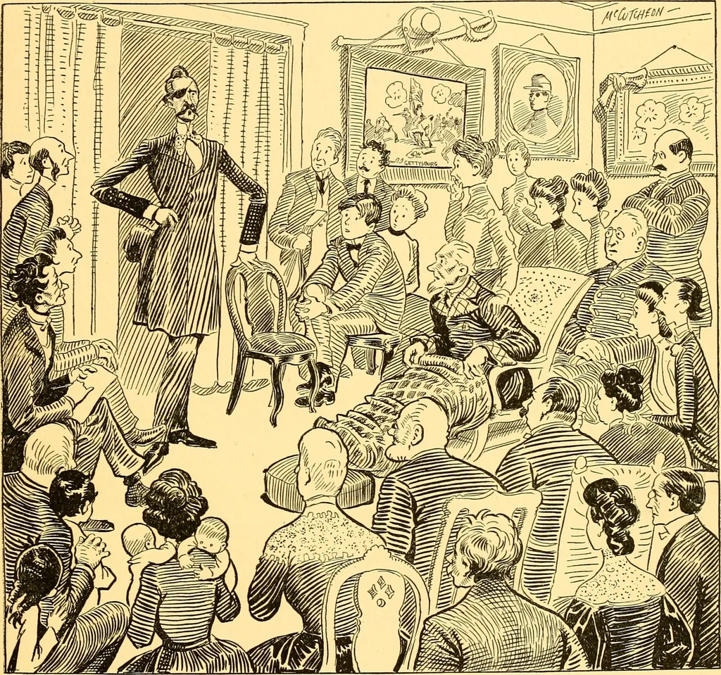 An illustration from Bird Center cartoons, a chronicle of social happenings at Bird Center, Illinois; pictures and text, 1904, leaf 162