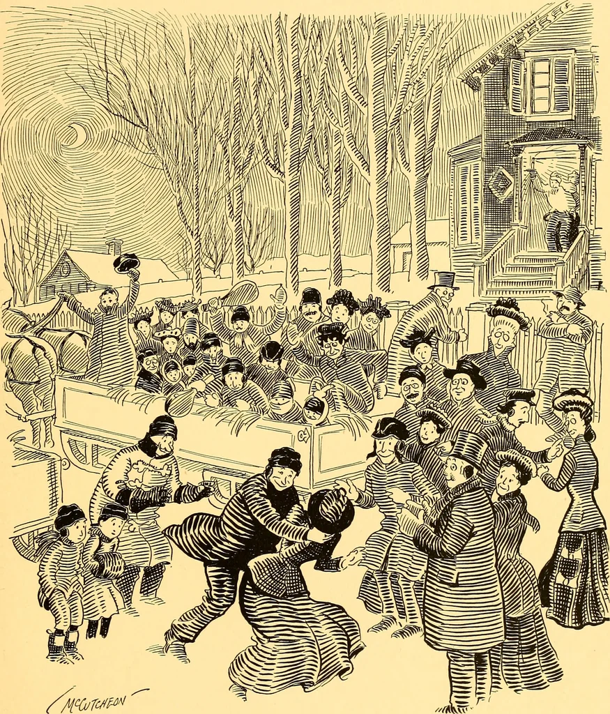An illustration from Bird Center cartoons, a chronicle of social happenings at Bird Center, Illinois; pictures and text, 1904, leaf 186