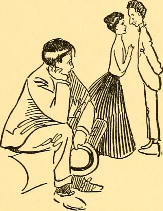 An illustration from Bird Center cartoons, a chronicle of social happenings at Bird Center, Illinois; pictures and text, 1904, leaf 202