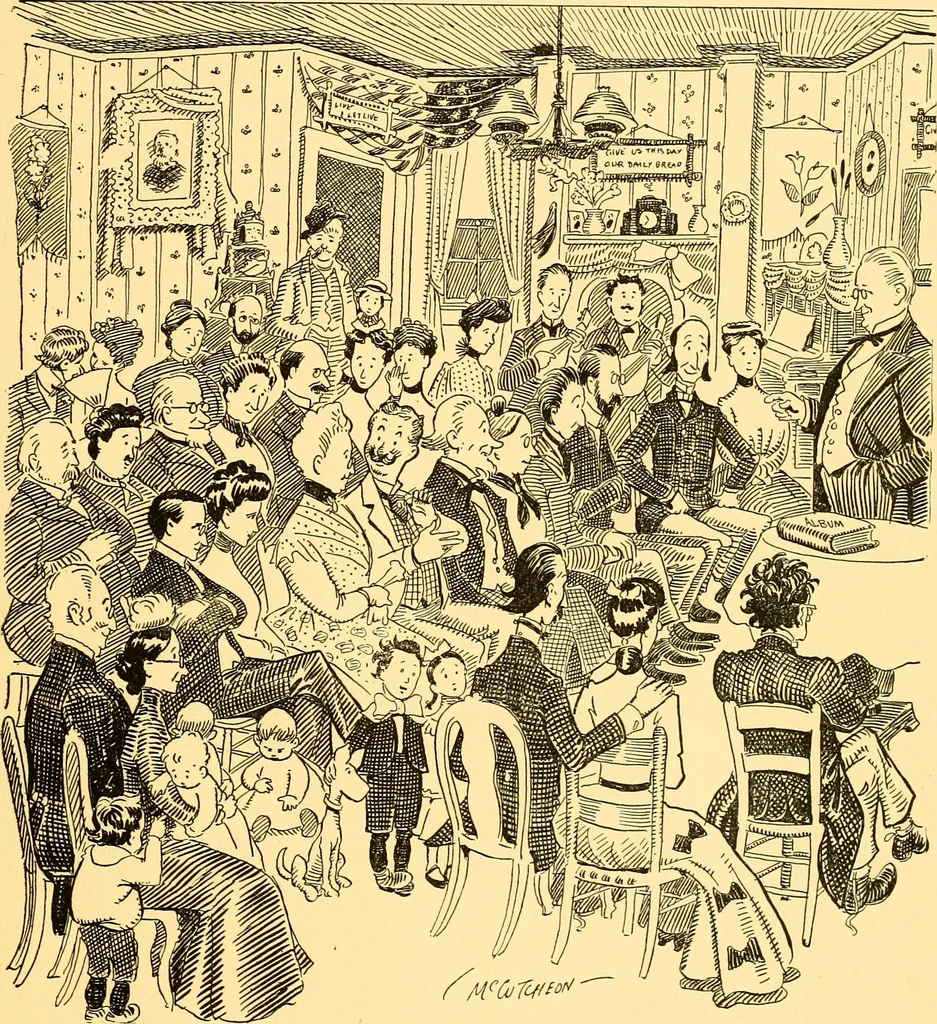 An illustration from Bird Center cartoons, a chronicle of social happenings at Bird Center, Illinois; pictures and text, 1904, leaf 204