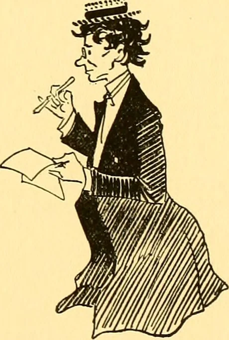 An illustration from Bird Center cartoons, a chronicle of social happenings at Bird Center, Illinois; pictures and text, 1904, leaf 28